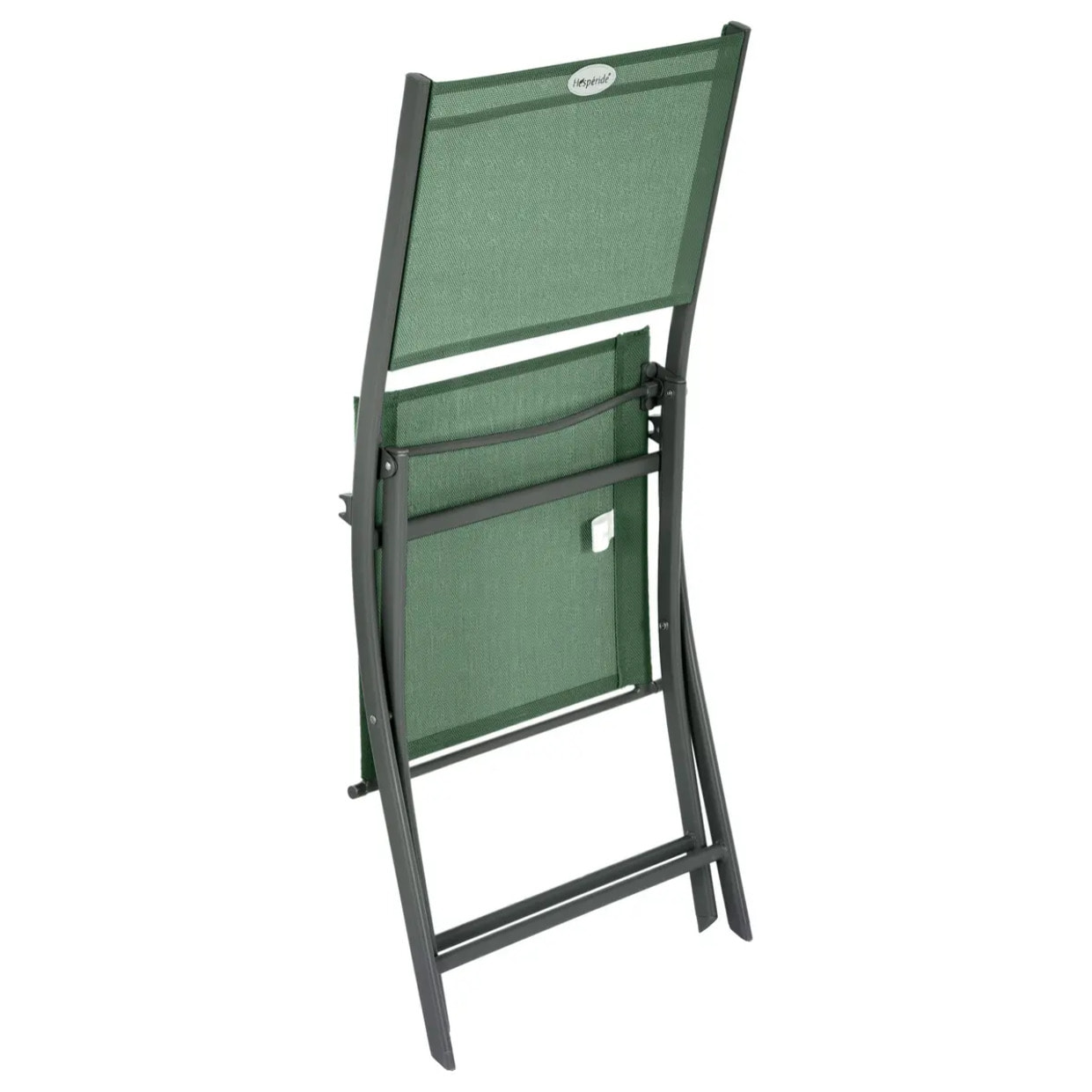 Lot de 4 chaises de jardin pliantes "Modula" vert olive & graphite en acier traité époxy