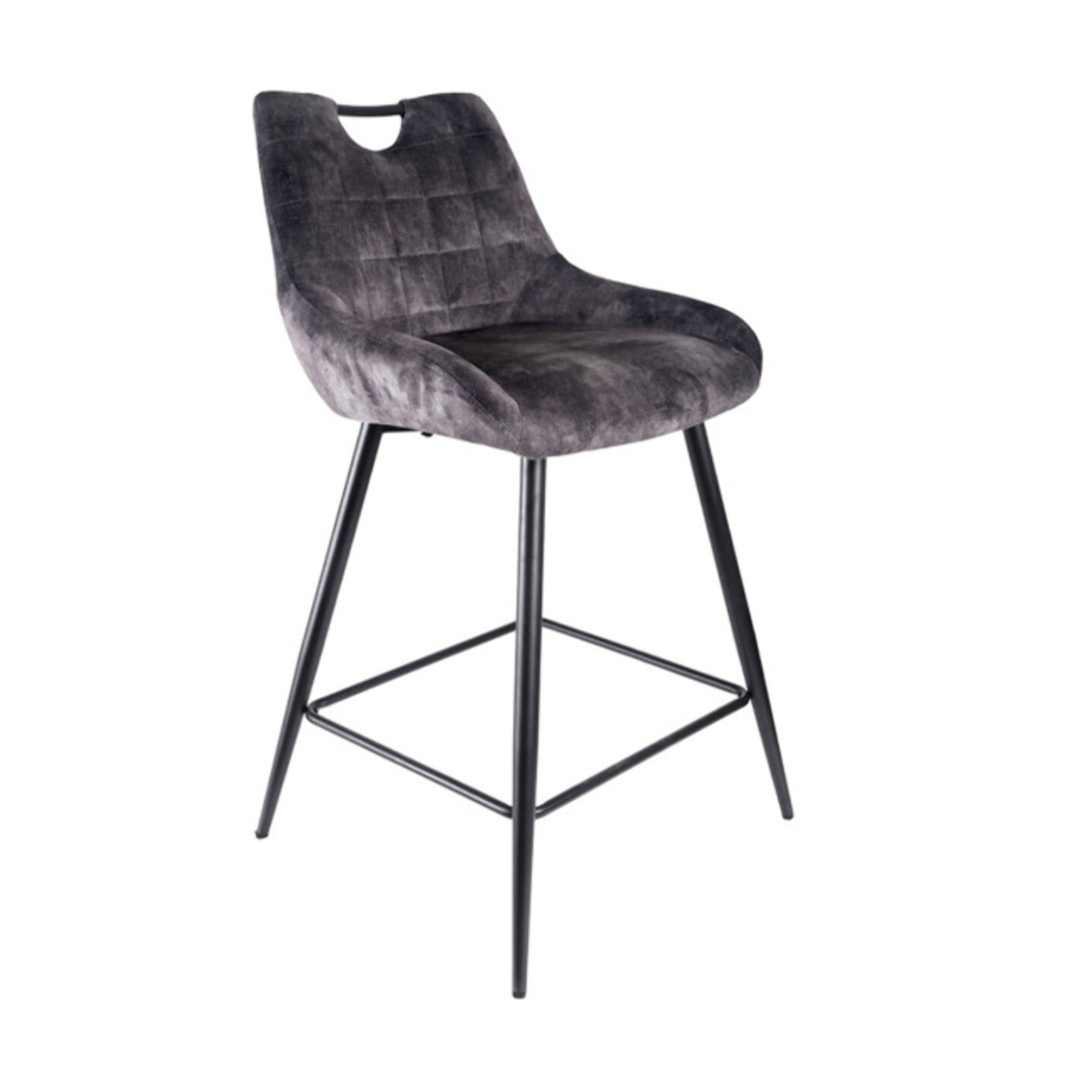 Chaise de bar en velours avec poignée et pieds en métal - ROSA 2