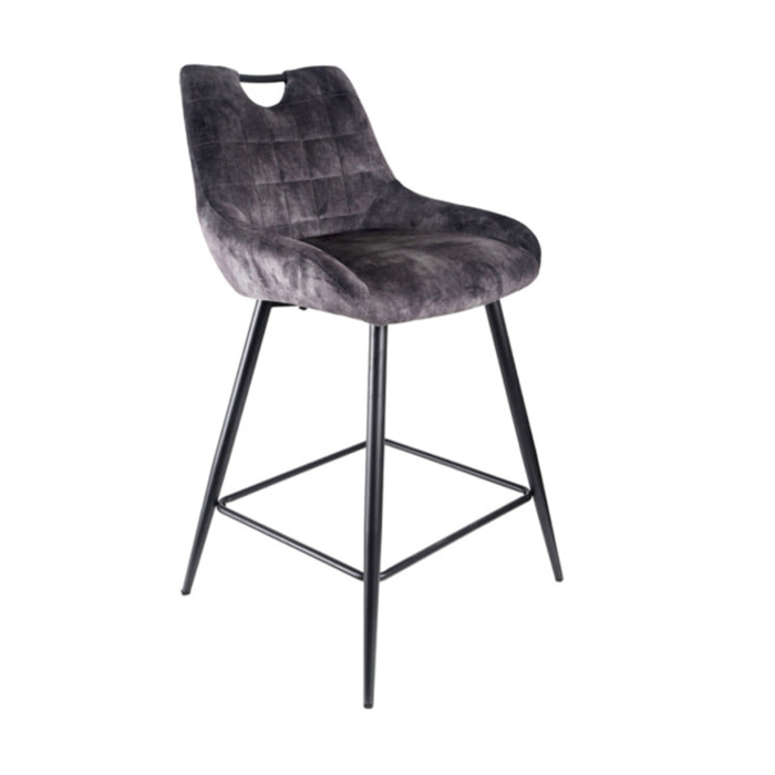 Chaise de bar en velours avec poignée et pieds en métal - ROSA 2