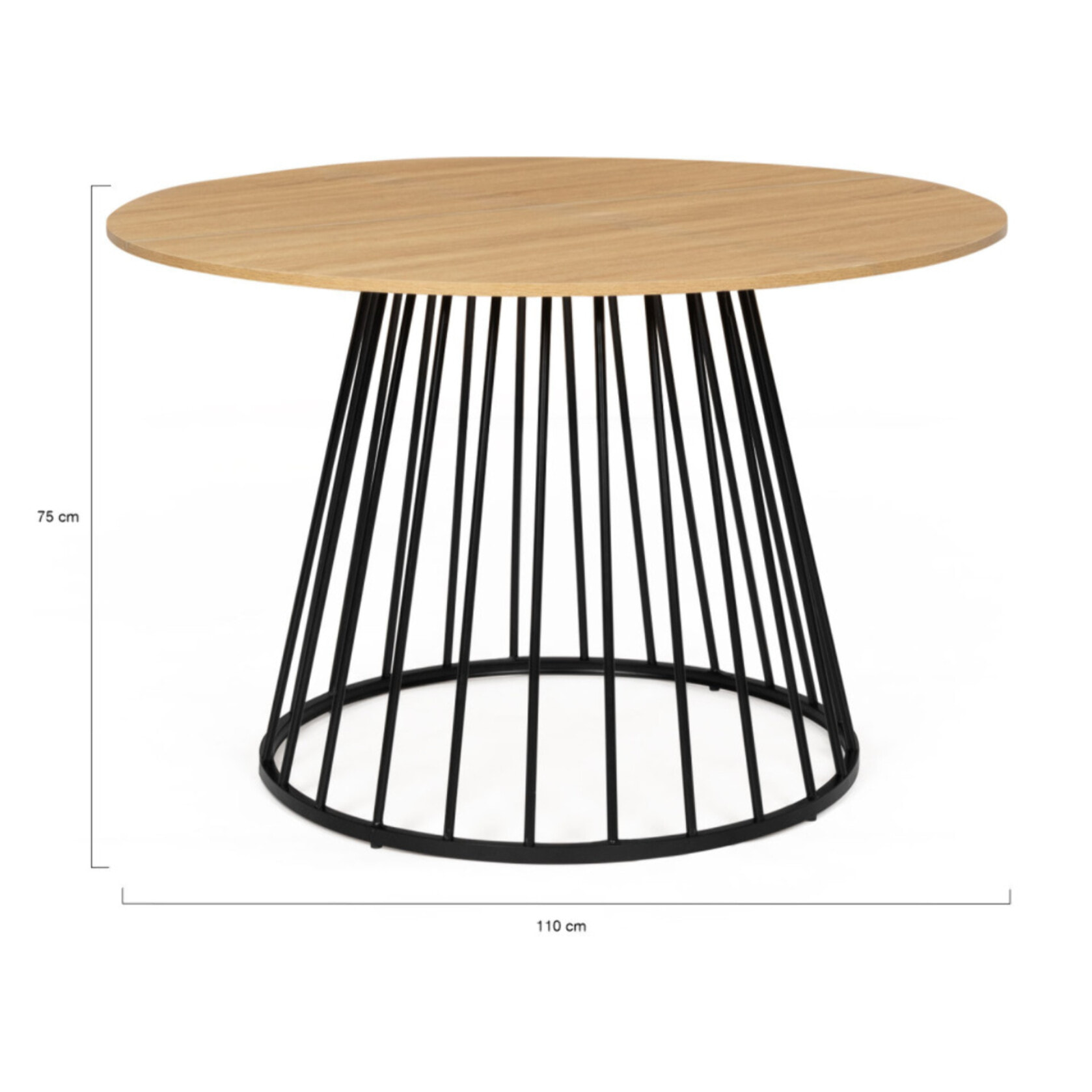 Table repas ronde Adelle 110 cm - Bois - Noir