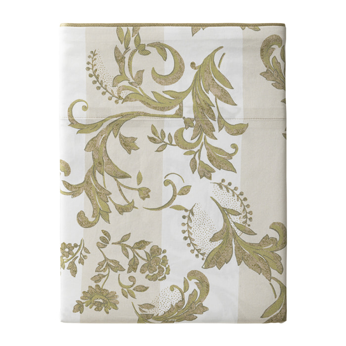 Drap plat imprimé en satin de coton bio, OPERA