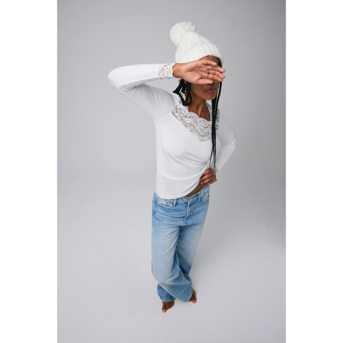 Maglia termica in pizzo a maniche lunghe