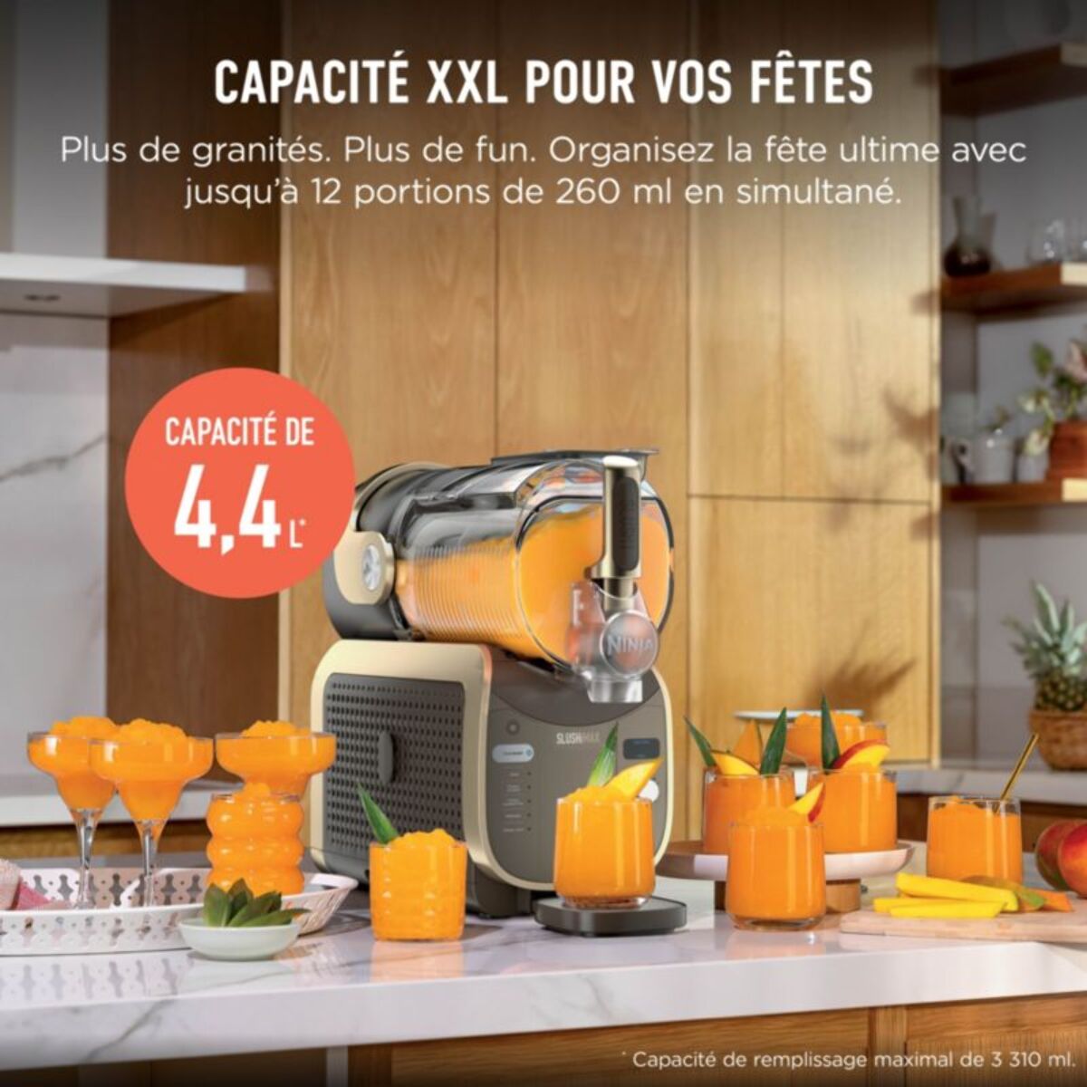 Machine à granita NINJA Slushi Max FS605 Granités, Cocktails Glacés, Milkshakes, 5 Programmes, 4,4 L, Maintien au Froid 12H