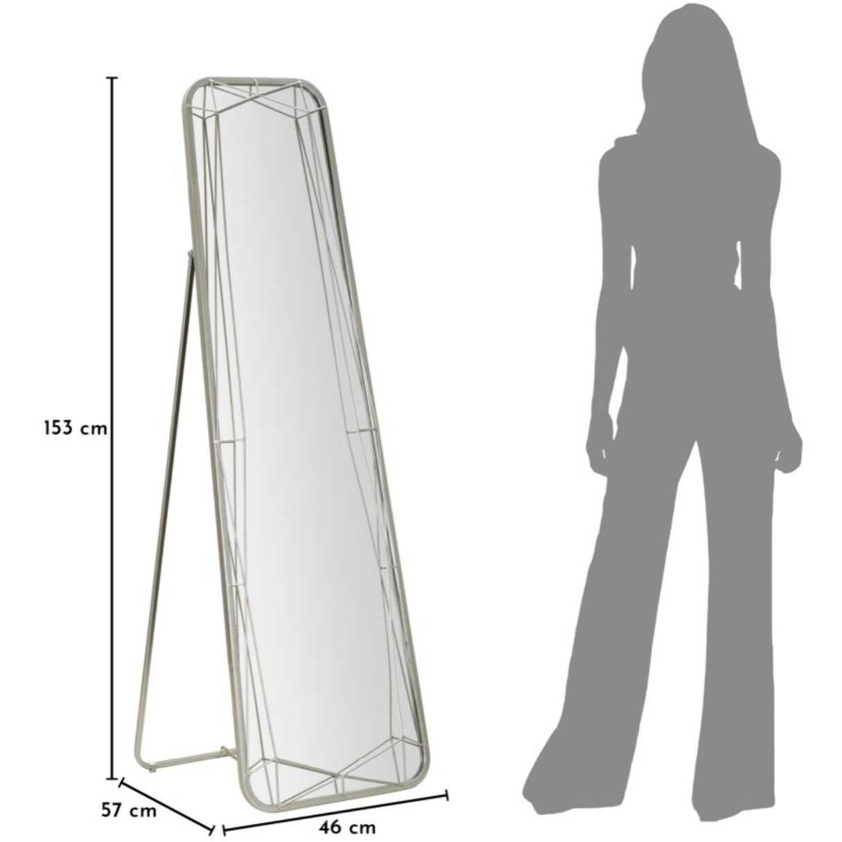 SPECCHIO DA TERRA SILVER CM 46X2-54X153 (MISURA SPECCHIO CM 43X150)