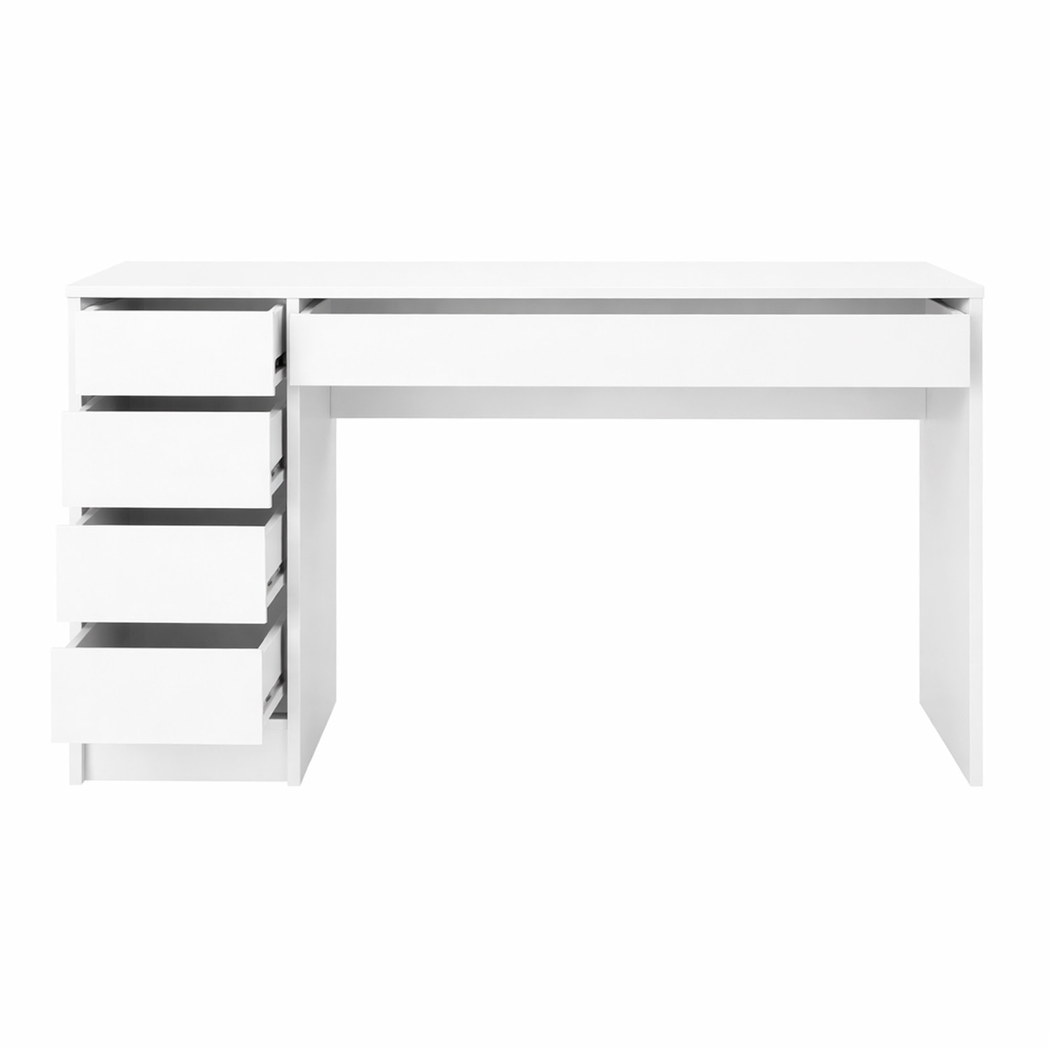 Scrivania moderna con 4 Cassetti e 1 cassettone centrale Ufficio Mobile Desk 120 x 55 x 75 cm  bianco lucido