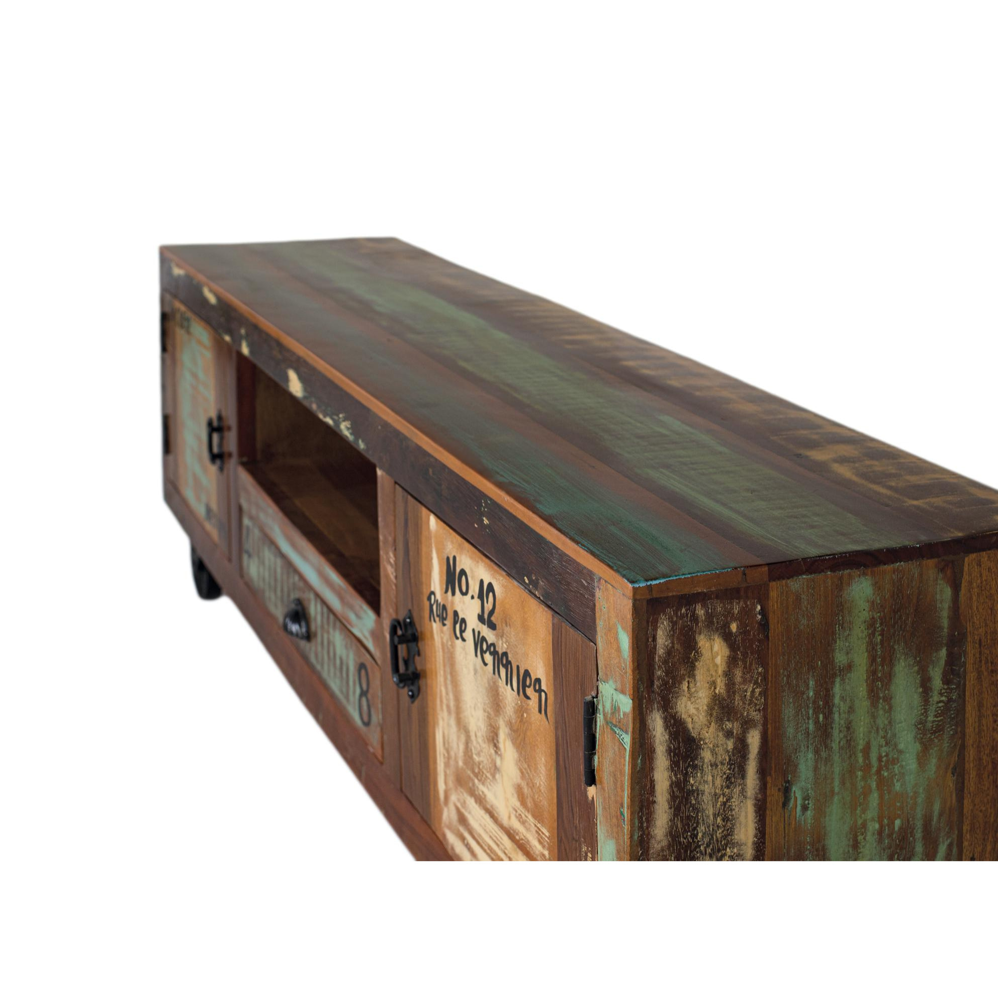 Mueble TV de Madera Reciclada 160 Cm Estilo Vintage Moderno