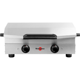 Plancha électrique KRAMPOUZ PFSY2AA-KR inox 2 brûleurs à poser, 54x33 cm