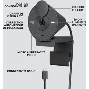 Webcam LOGITECH Brio 300 Full HD avec micro - Graphite