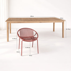 Ensemble table en bois d'acacia et 8 fauteuils de jardin brique CALYPSO