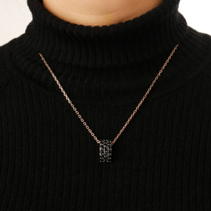 Collana Catena Forzatina con Pendente Pavé in Spinello Nero