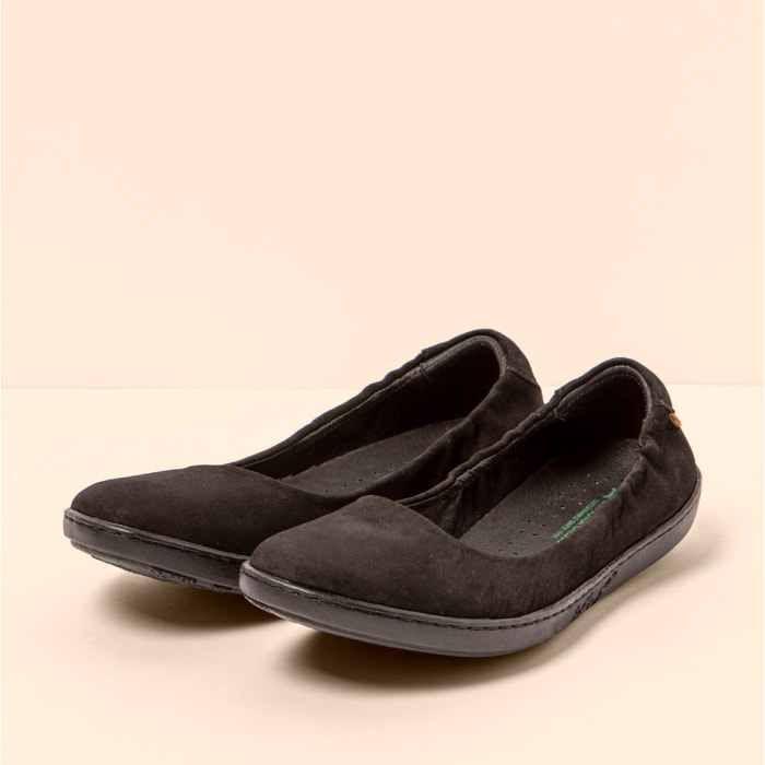 Bailarinas N5300 NOBUCK LAVADO BLACK-BLACK/ CORAL color Black-black