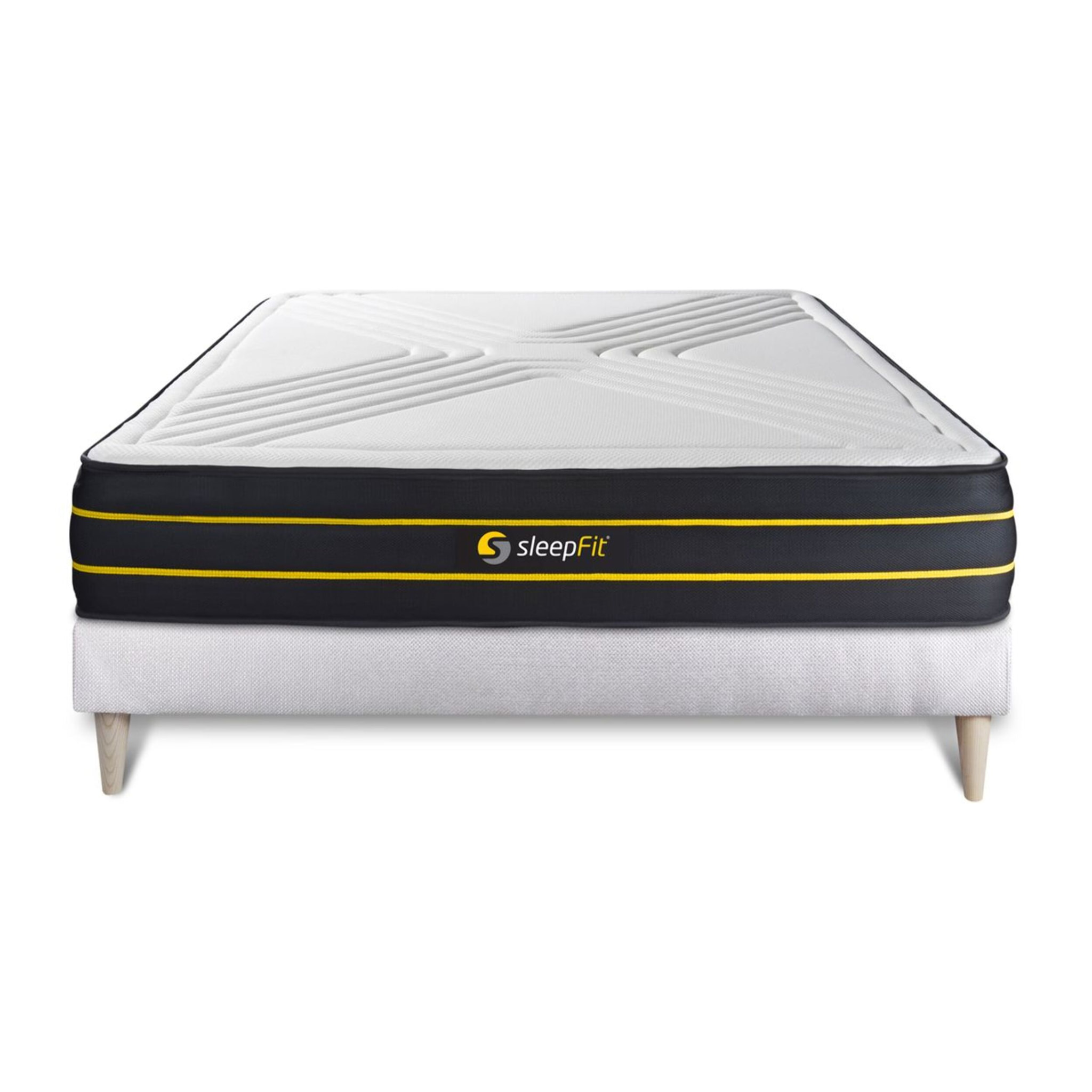 Ensemble - Matelas Mémoire de forme et micro ressorts ensachés 26cm d'épaisseur - 7 zones de confort - Confort équilibré - Sommier tapissier en kit - 2 places