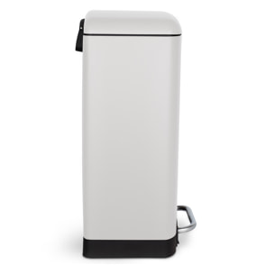 N°728 Les Collectors, Papelera de cocina con pedal, acero inoxidable blanco, 30L, cierre de tapa silenciosa