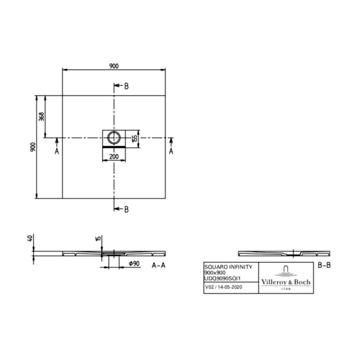Receveur antidérapant Squaro Infinity quaryl edelweiss