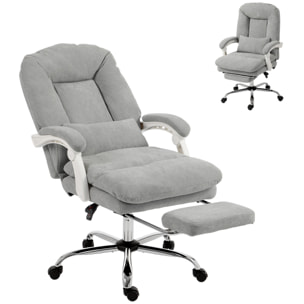 Fauteuil bureau manager inclinable repose-pieds rétractable velours gris clair