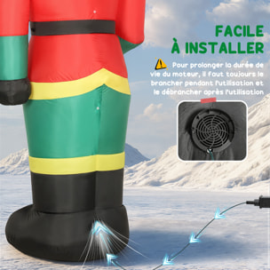 Casse-noisette Noël gonflable H.245 cm LED intégrées sceptre kit installation complet