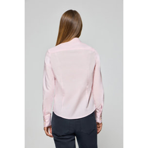 Camicia slim in popeline rosa con logo Rigby Go ricamato