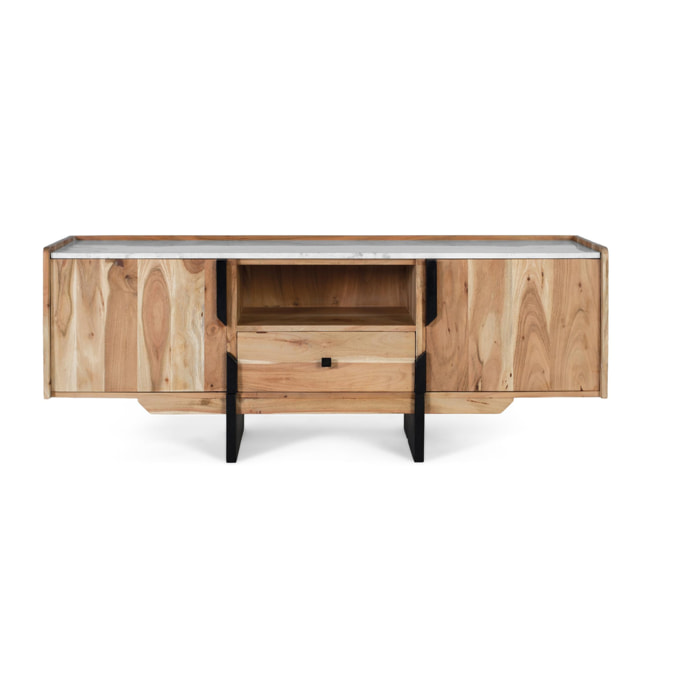 Mueble TV de Madera de Acacia 145 Cm Estilo Natural Moderno