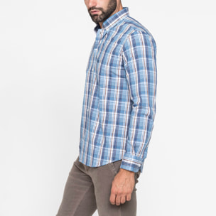 CAMICIA FANTASIA TINTO FILO CON COLLO BUTTON-DOWN