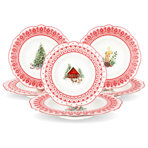 Lot de 6 assiettes creuses, SOUVENIRS D'ANTAN