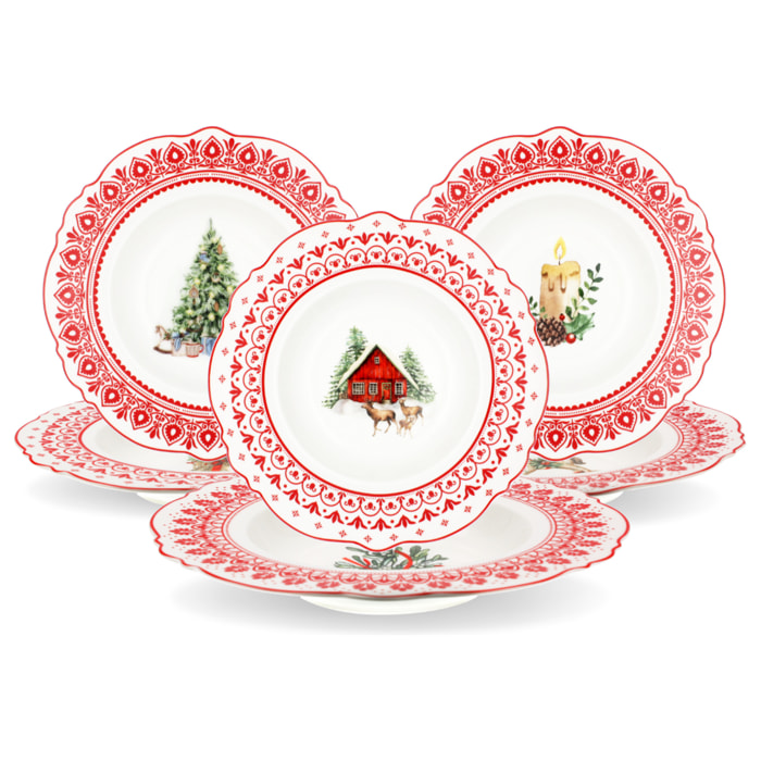 Lot de 6 assiettes creuses, SOUVENIRS D'ANTAN
