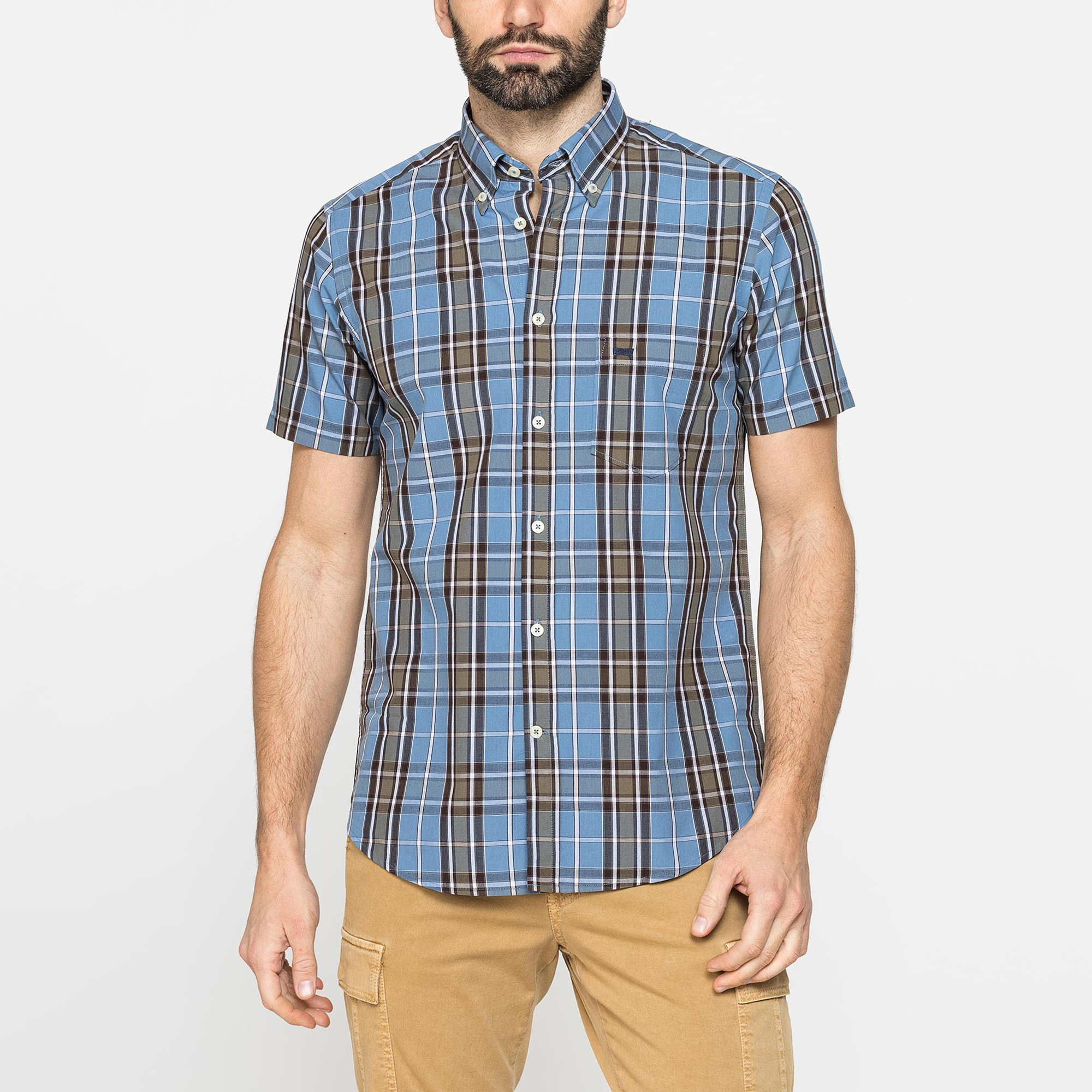 CAMICIA A MANICA CORTA IN COTONE CON FANTASIA