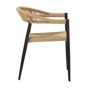 Silla Ratan Sintetico Natural Negro 57x57x75 Cm