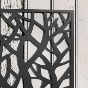 Jardinera Exterior Grande de Metal Jardinera con Pantalla de Privacidad de Hojas Decorativas Jardinera de Pared o Independiente para Patio Terraza 61x23x113 cm Negro