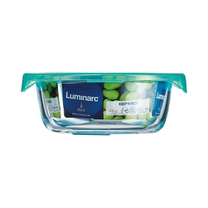 Petite boîte de conservation ronde hermétique 42 cl Keep'n Box + Couvercle Lagoon - Luminarc