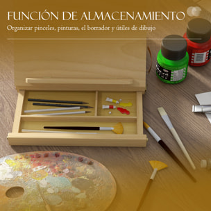 Caballete de Mesa Ajustable Caja de Caballete de Madera de Haya con Cajón de Almacenamiento Tablero de Dibujo y Bocetos Plegable para Adultos Principiantes Artistas 33,5x26x26 cm Natural