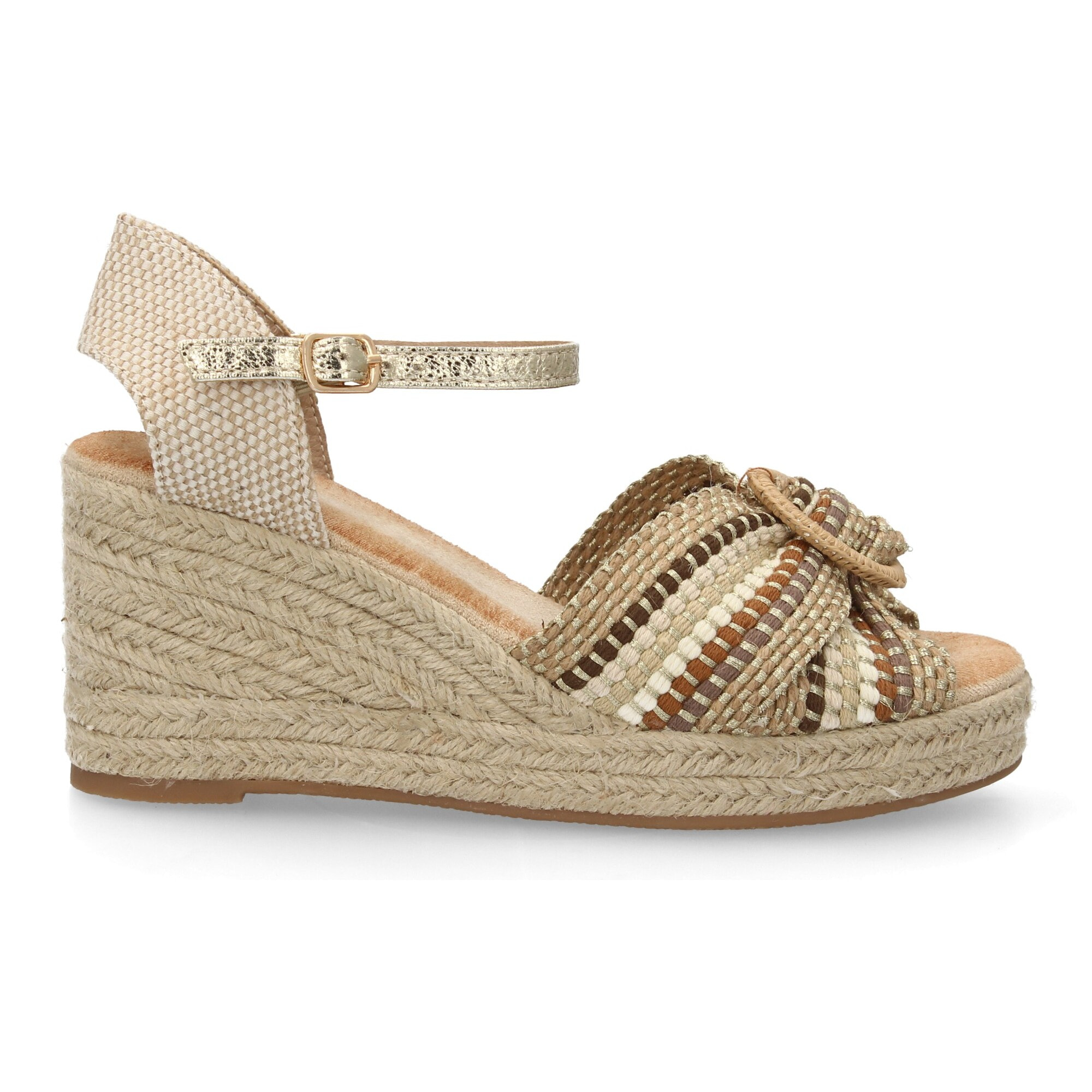 Sandalia cuña esparto lazo mujer