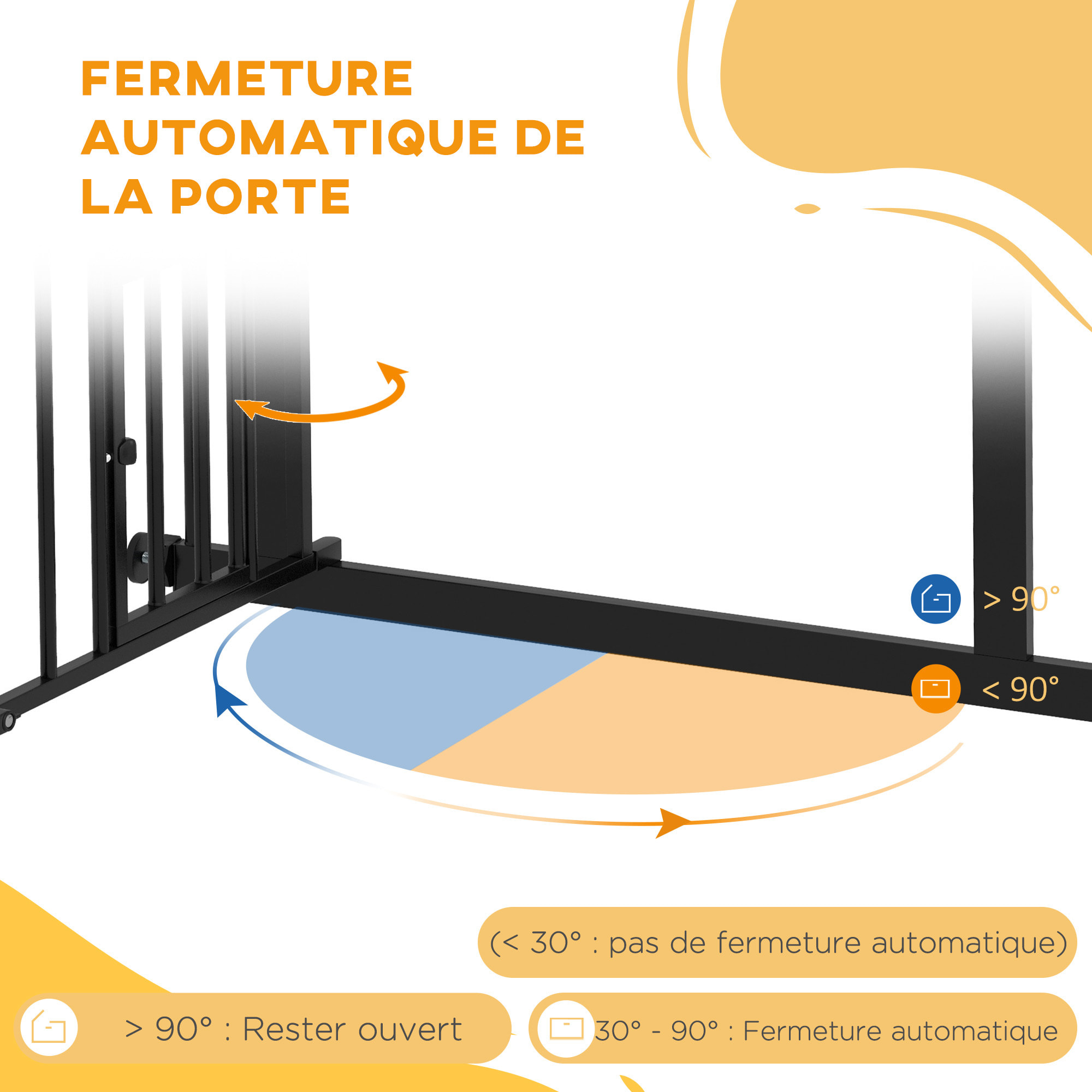 Barrière de sécurité pour chien - barrière à pression ajustable - double système de verrouillage - acier noir