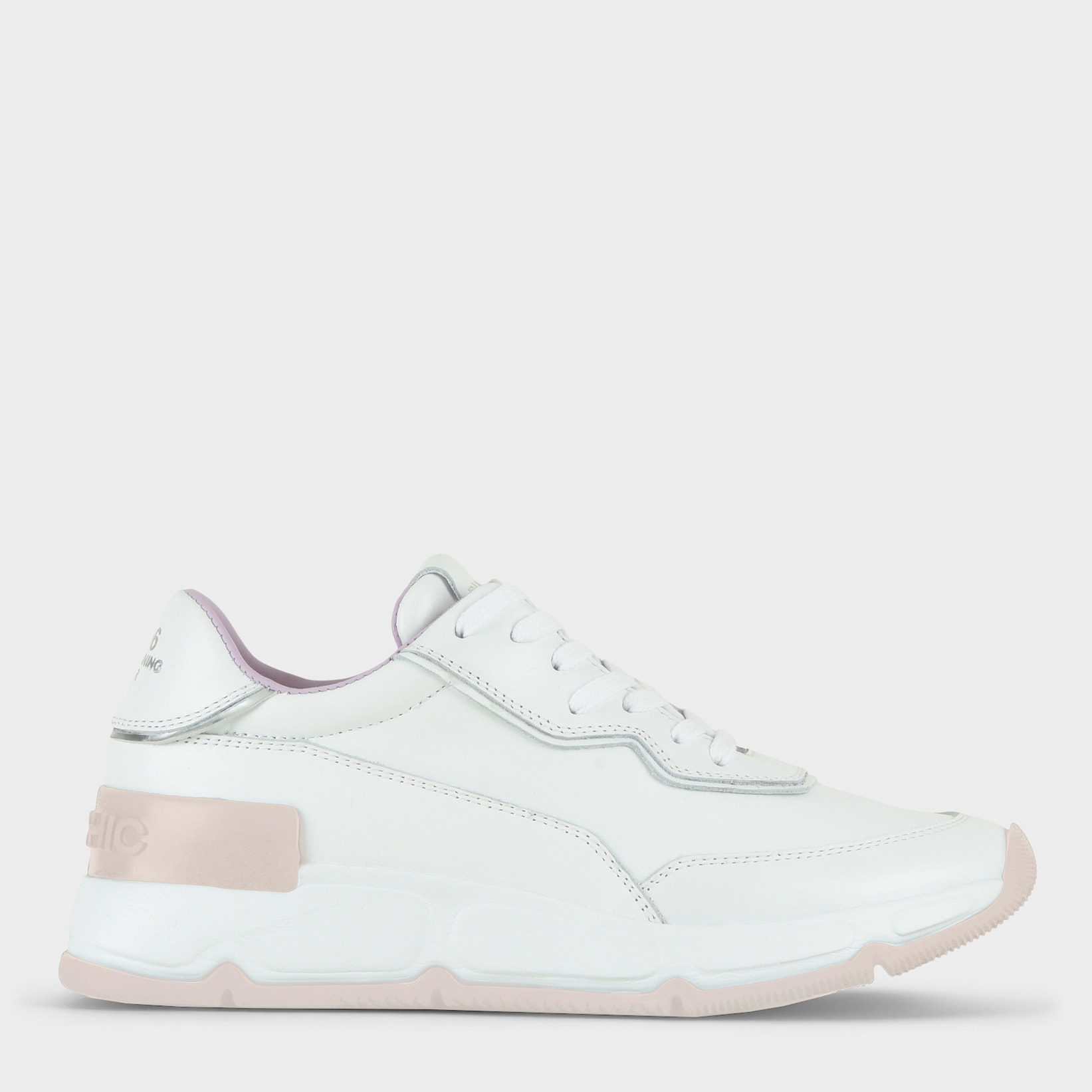 SNEAKER P06 DONNA IN PELLE BIANCO-ARGENTO