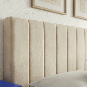 Lit avec tête de lit en velours - WILLIAM