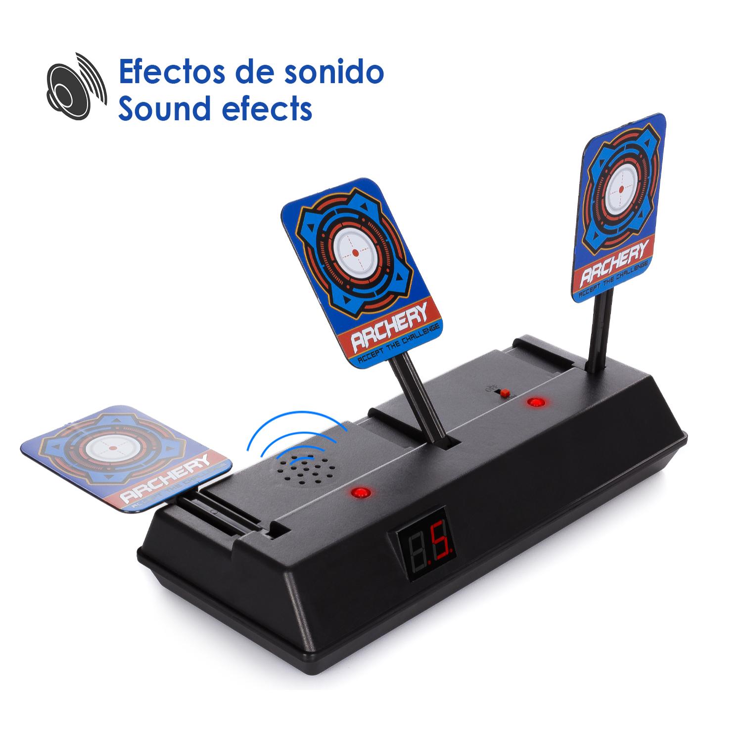 Dianas electrónicas con efectos de sonido y display de puntuación. Tira las 3 dianas y se levantarán automáticamente.