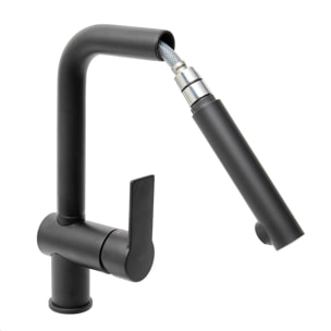 B-Way mitigeur de cuisine sur pied avec douchette extractible, noir mat (SATBSBW185)