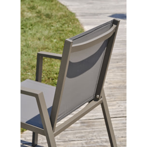 FLORIDE - Lot de 2 fauteuils de jardin empilables en aluminium quartz