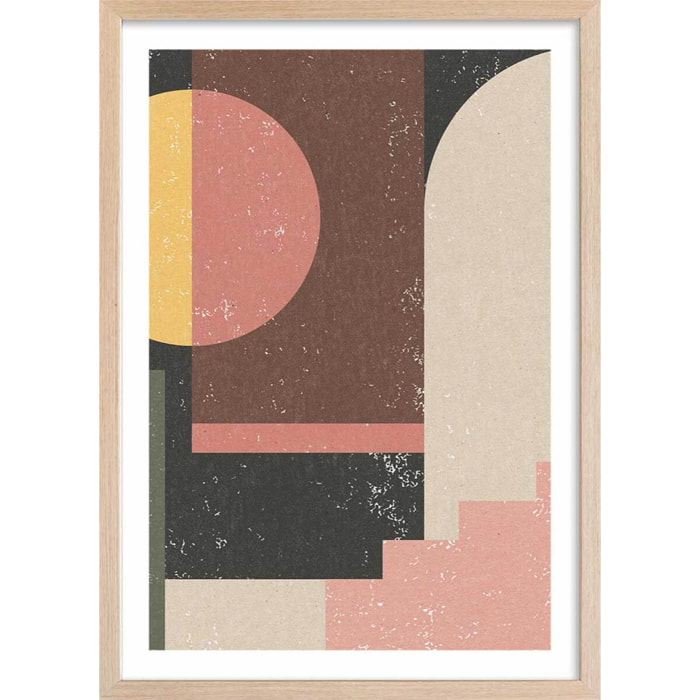Poster minimal vintage Affiche + cadre en bois - Chêne