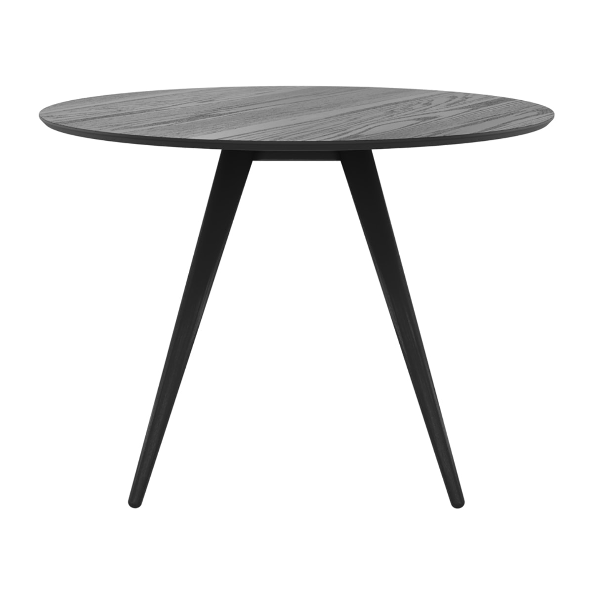 Table ronde 4 personnes en bois de frêne plaqué noir D105 cm - Liwa