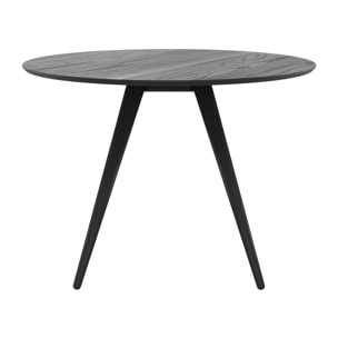 Table ronde 4 personnes en bois de frêne plaqué noir D105 cm - Liwa