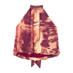 Blusa de mujer cuello halter y bajo abullonado