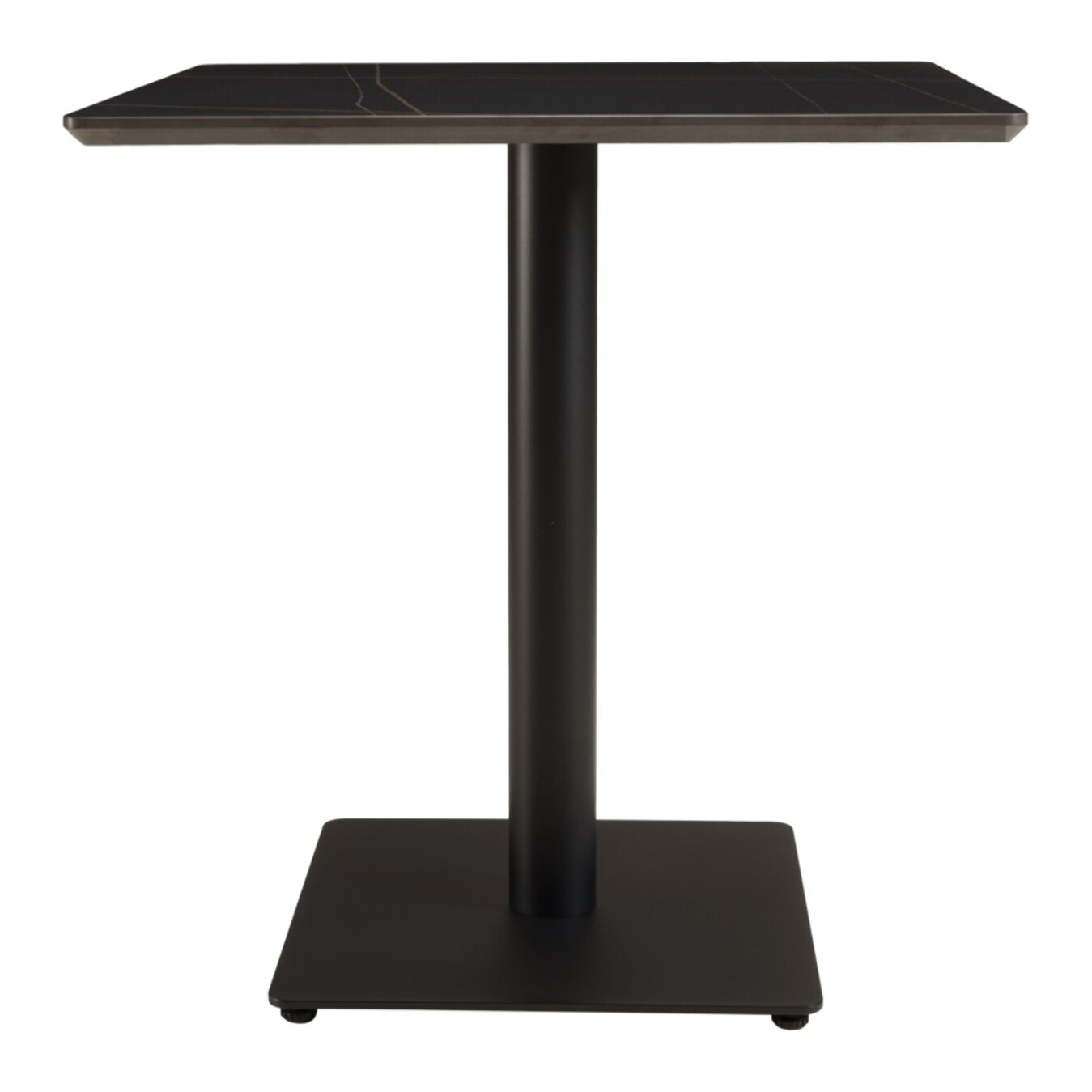 ICARE - Ensemble n°2: table bistrot 70x70cm en céramique marbré noir