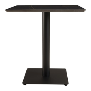 ICARE - Ensemble n°2: table bistrot 70x70cm en céramique marbré noir