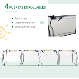 Invernadero Caseta 395x100x80 cm para Jardín Terraza Cultivo de Plantas Semilla Invernadero de Jardín Vivero Casero tipo Túnel Marco Acero y PVC