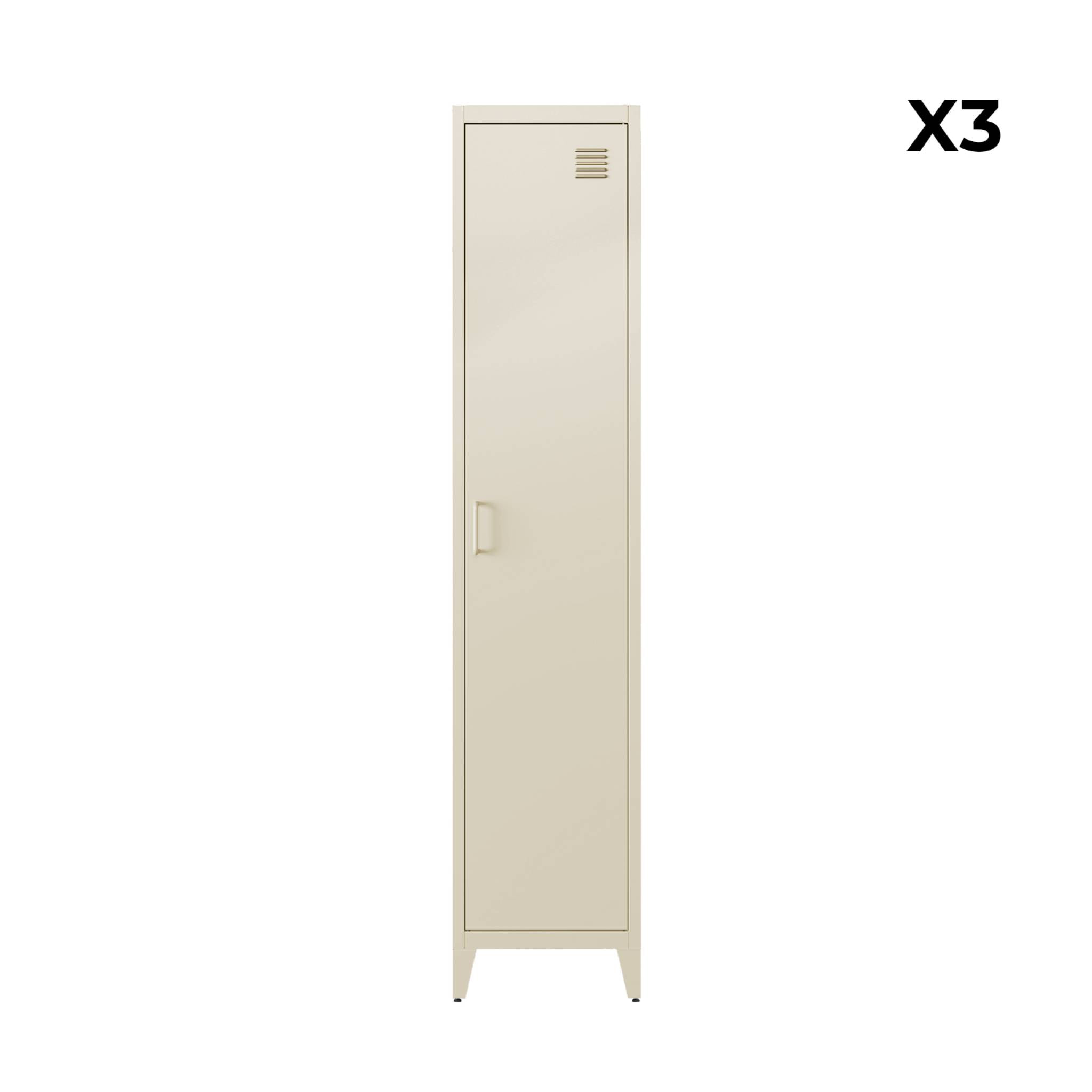 Armoire casier industriel métal 4 espaces de rangement (lot de 3) SOHO