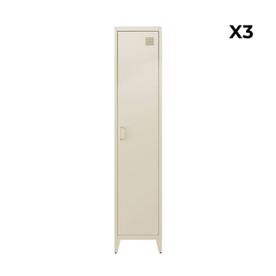 Armoire casier industriel métal 4 espaces de rangement (lot de 3) SOHO