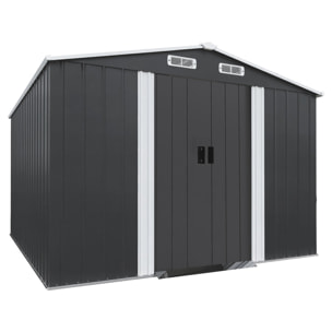 Abri de jardin métal avec porte coulissante "Boston" - 8 m² - Gris
