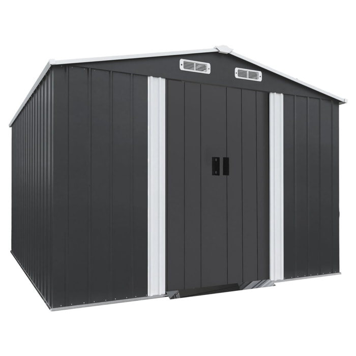 Abri de jardin métal avec porte coulissante "Boston" - 8 m² - Gris