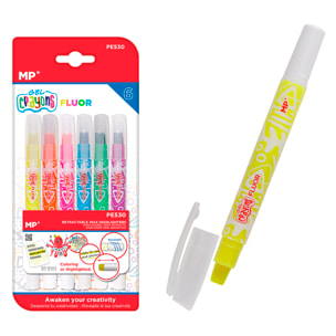 SET DI MARCATORI IN CERA MORBIDA FLOUORESCENTI 6 Pz.