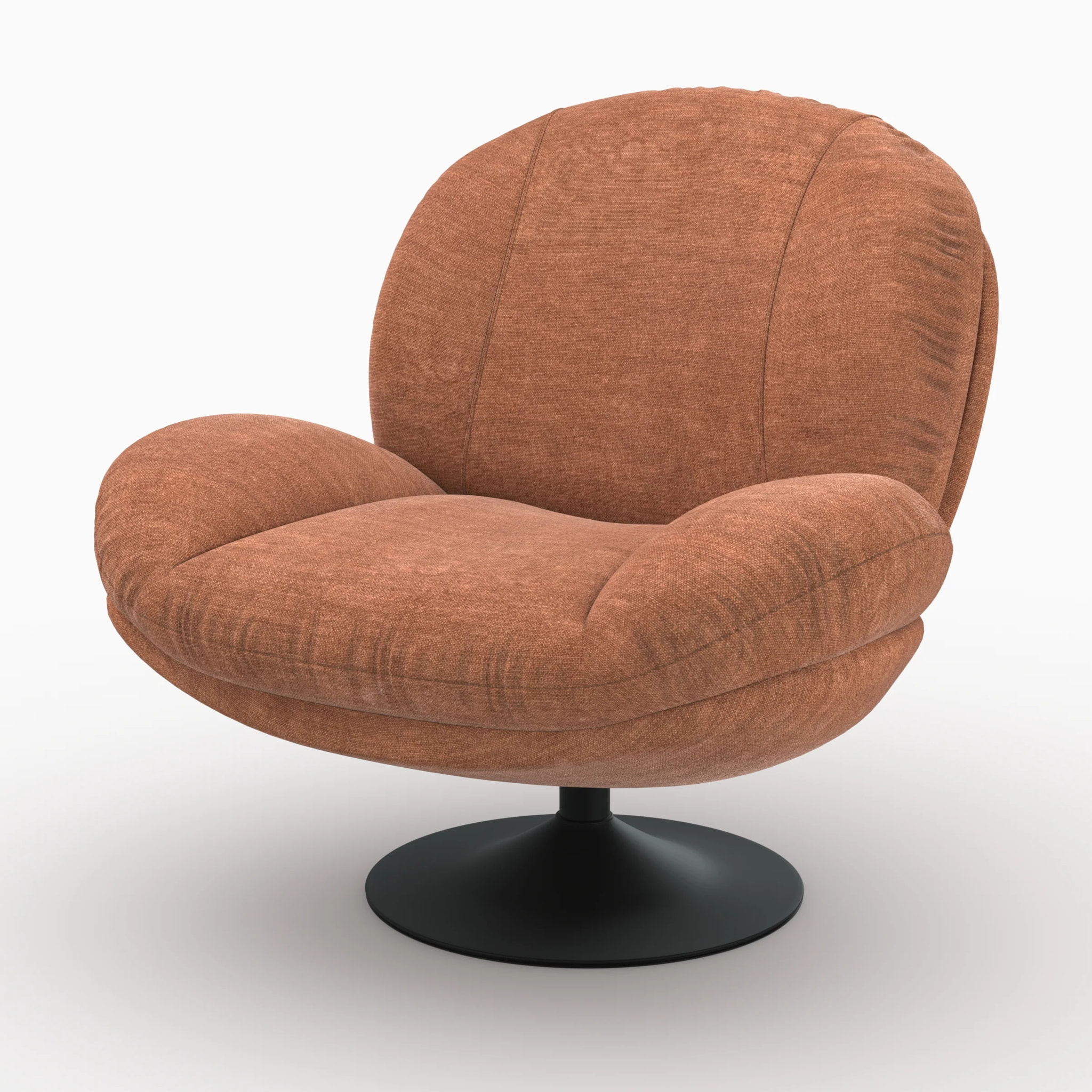 Fauteuil pivotant en tissu effet velours marron - Ricci